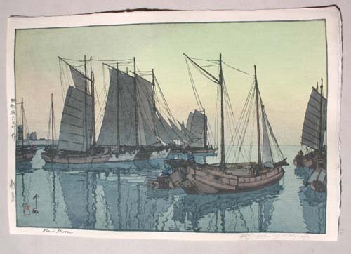 Fine Japanese Woodblock print by Hiroshi Yoshida "Ne: Fine Japanese Woodblock print by Hiroshi Yoshida "New Moon"