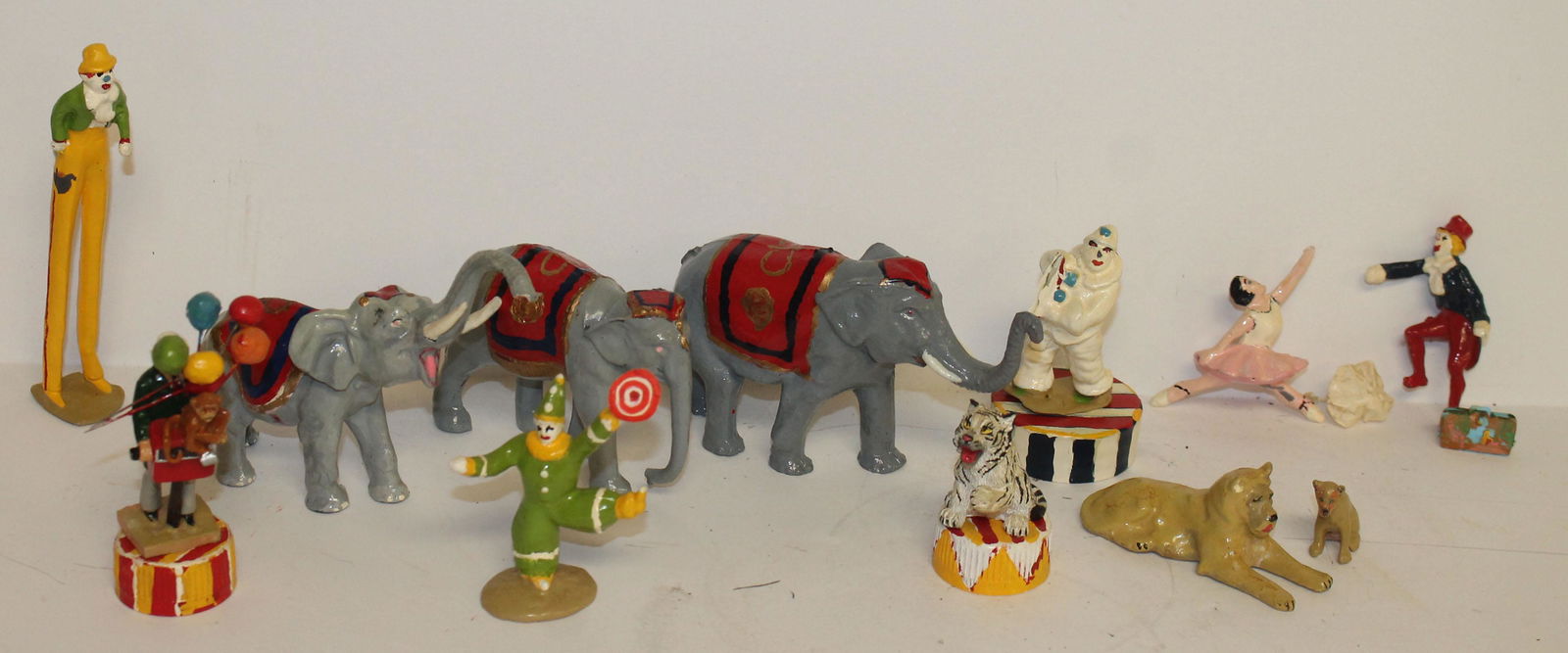 Miniature circus toy figure lot incl elephants, lions, (1 of 10)