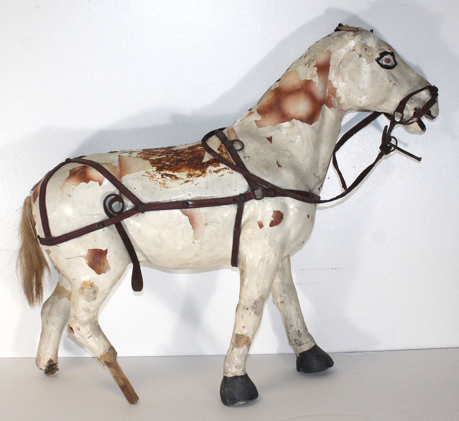 French papier mache horse - as found - 24" tall x 26": French papier mache horse - as found - 24" tall x 26" long
