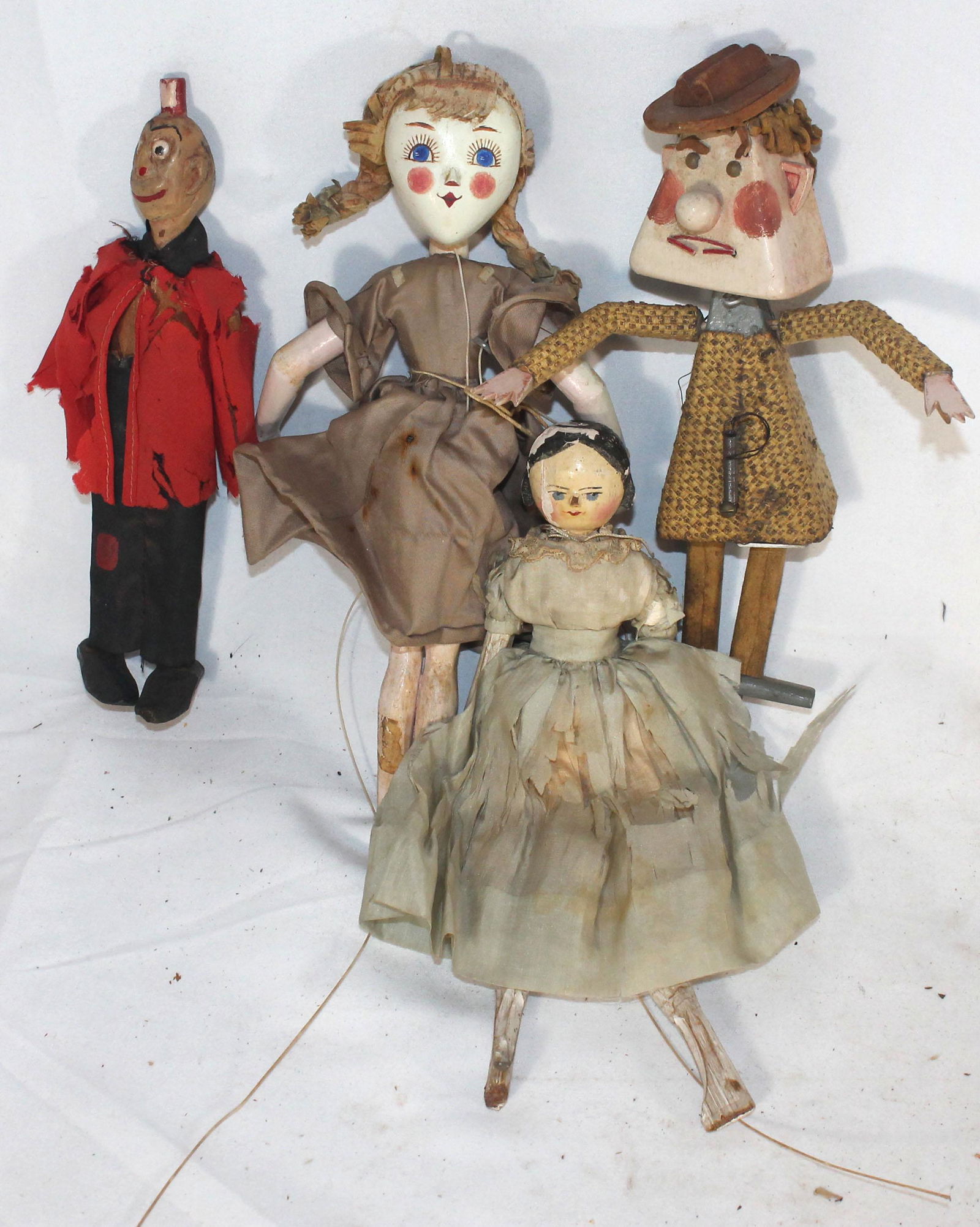 lot of 4 wooden jointed doll puppets (1 of 7)