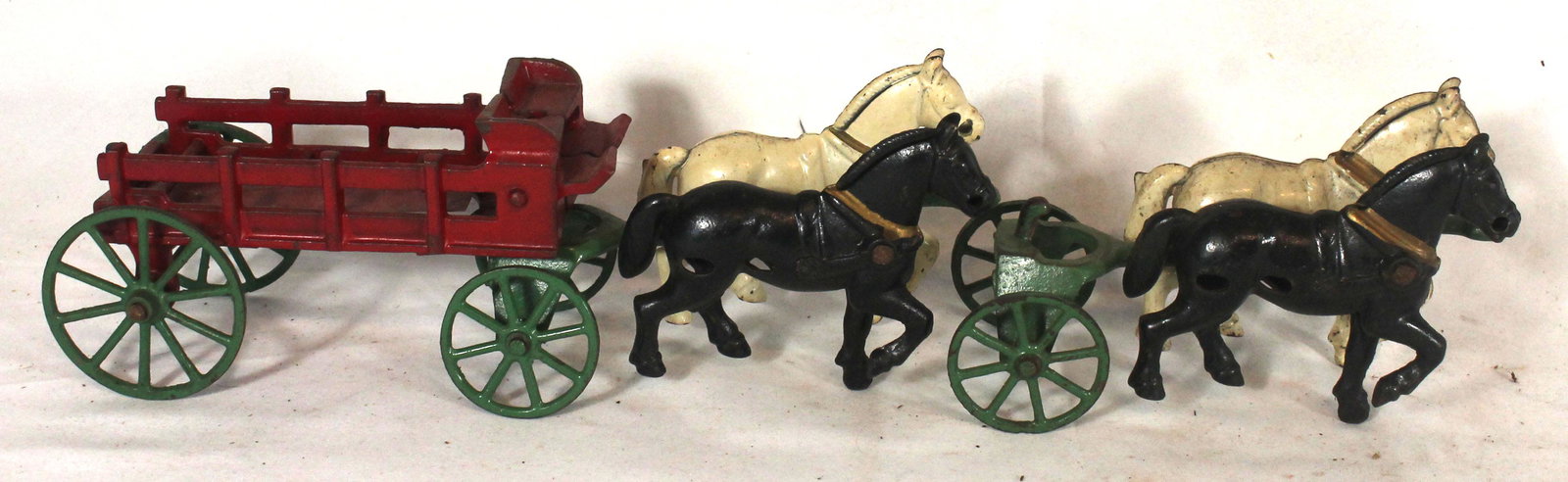 Cast iron horse drawn wagon w extra set of horses - (1 of 6)