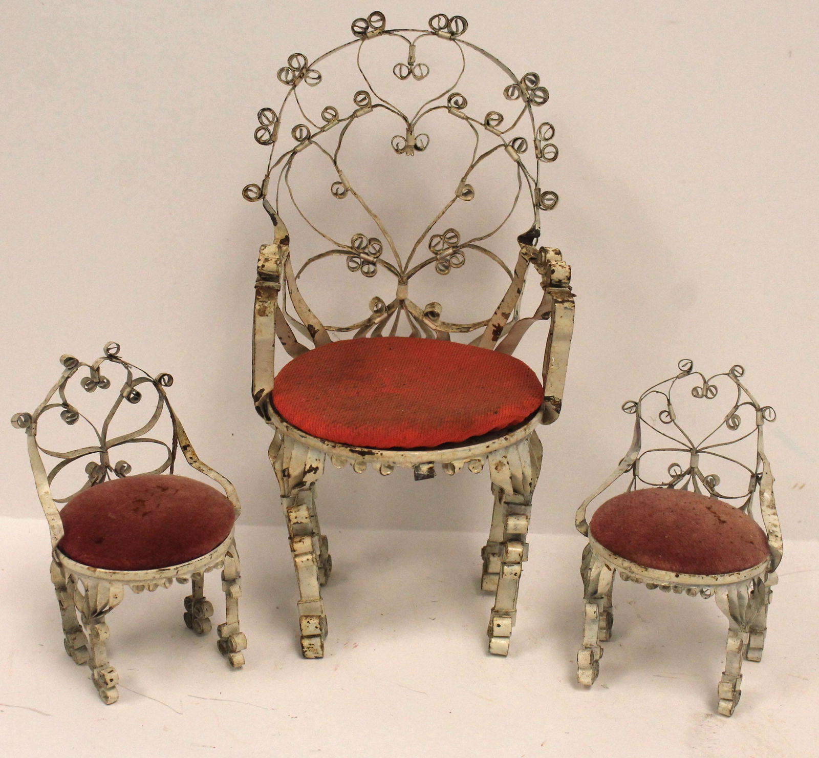 Set of 3 vintage bent wire dollhouse chairs - 7" & 3 (1 of 8)