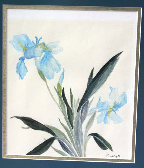 Henriette Hurd Wyeth (1907-1997) beautiful 10 1/2 x: Henriette Hurd Wyeth (1907-1997) beautiful 10 1/2 x 9 s.s. w/c still life of Iris' - (daughter of N.C. Wyeth - sister of Andrew Wyeth)