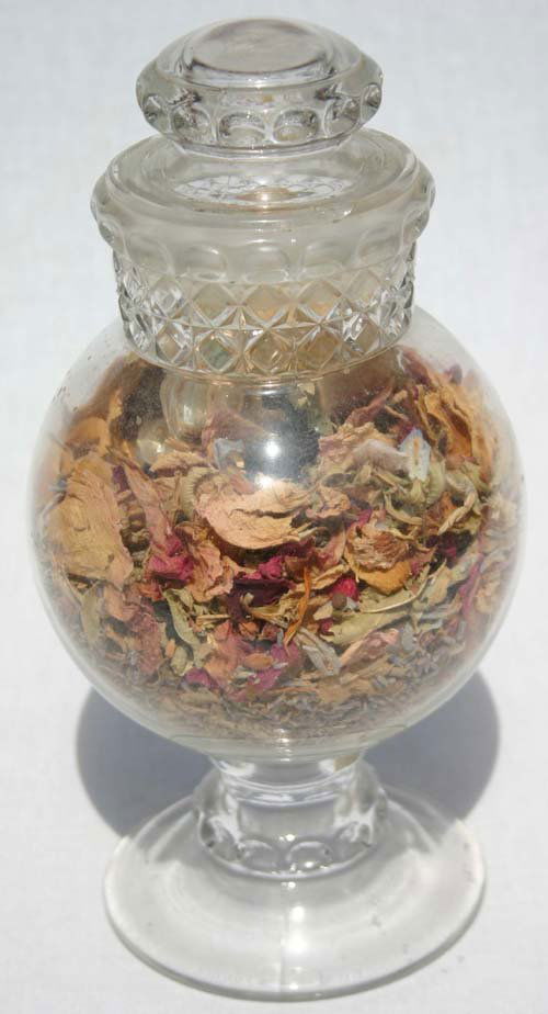 antique glass covered apothecary jar - 11 1/2" tal: antique glass covered apothecary jar - 11 1/2" tall