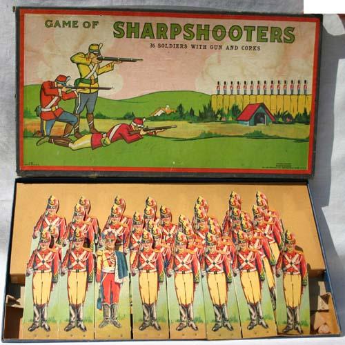 game of "Sharp Shooter's" (36 soldiers w guns & co: game of "Sharp Shooter's" (36 soldiers w guns & corks) by Milton Bradley Co