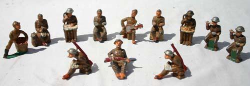 lot of soldiers by Manoil & Barclay incl figures, : lot of soldiers by Manoil & Barclay incl figures, dogs, telephone operators, letter writers & other unusual figures - approx 15 figures