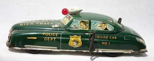 Marx "Dick Tracy Squad Car" tin wind up w battery: Marx "Dick Tracy Squad Car" tin wind up w battery op light