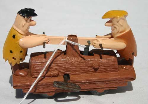 Marx hard plastic Flintstones wind-up hand car - 5: Marx hard plastic Flintstones wind-up hand car - 5 1/4" long