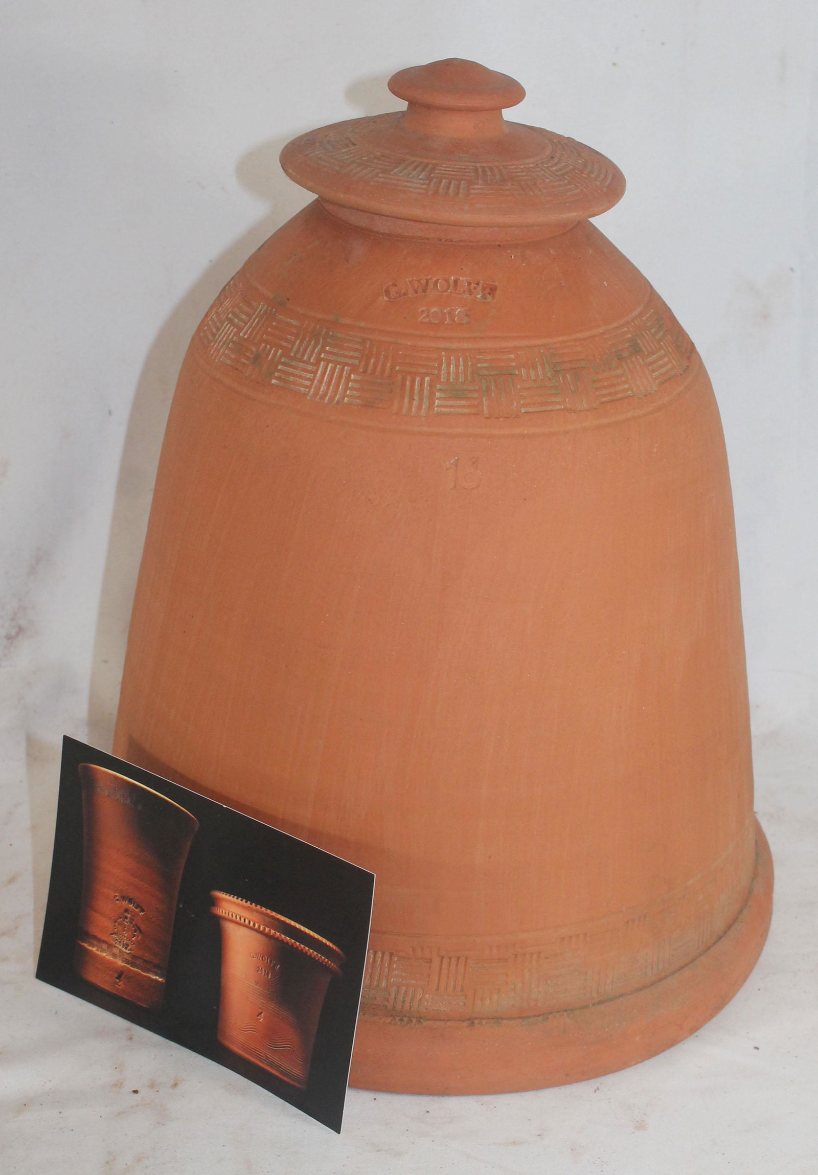 Guy Wolff terra cotta aspargagus forcer - 15" tall incl (1 of 9)