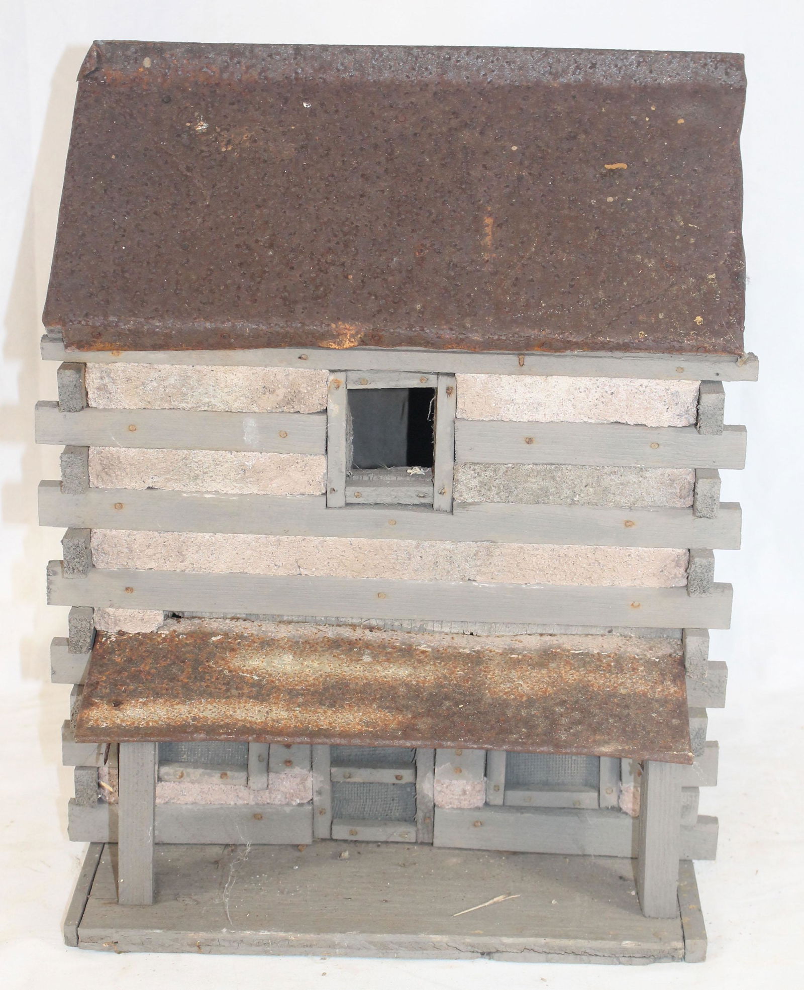 Log cabin form birdhouse - 15" tall x 12 1/2" wide x (1 of 5)