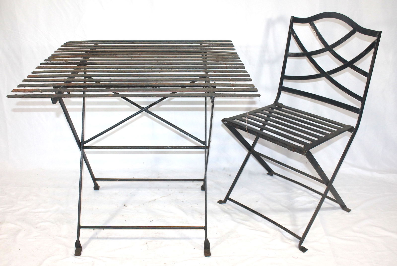Wrought iron garden bistro tables w 1 chair - 2 smaller (1 of 8)