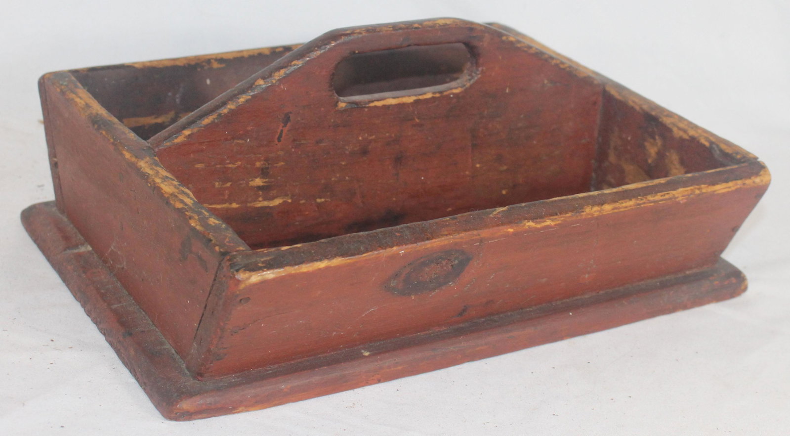 Diminutive wooden painted carrier in red paint - 11: Diminutive wooden painted carrier in red paint - 11 3/4"x8 1/4"x4 1/4" tall