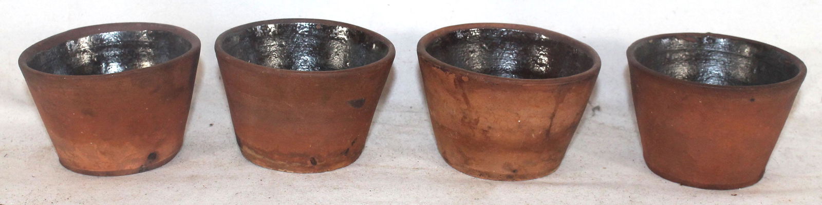 set of 4 redware ramekins - 2 1/4" tall x 3 1/2 diam: set of 4 redware ramekins - 2 1/4" tall x 3 1/2 diam