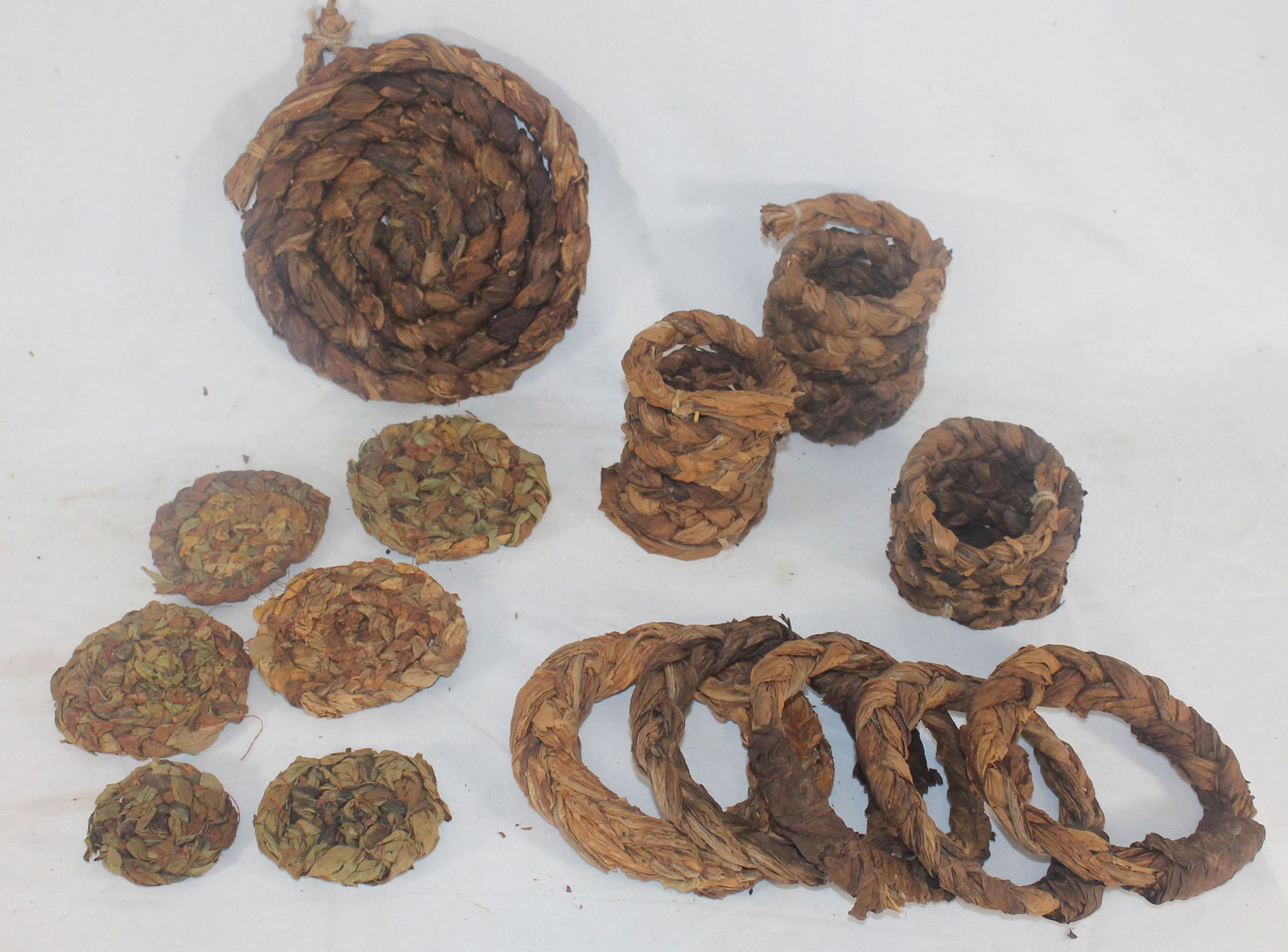 Collection of tobacco items incl braided, mats, twists (1 of 8)