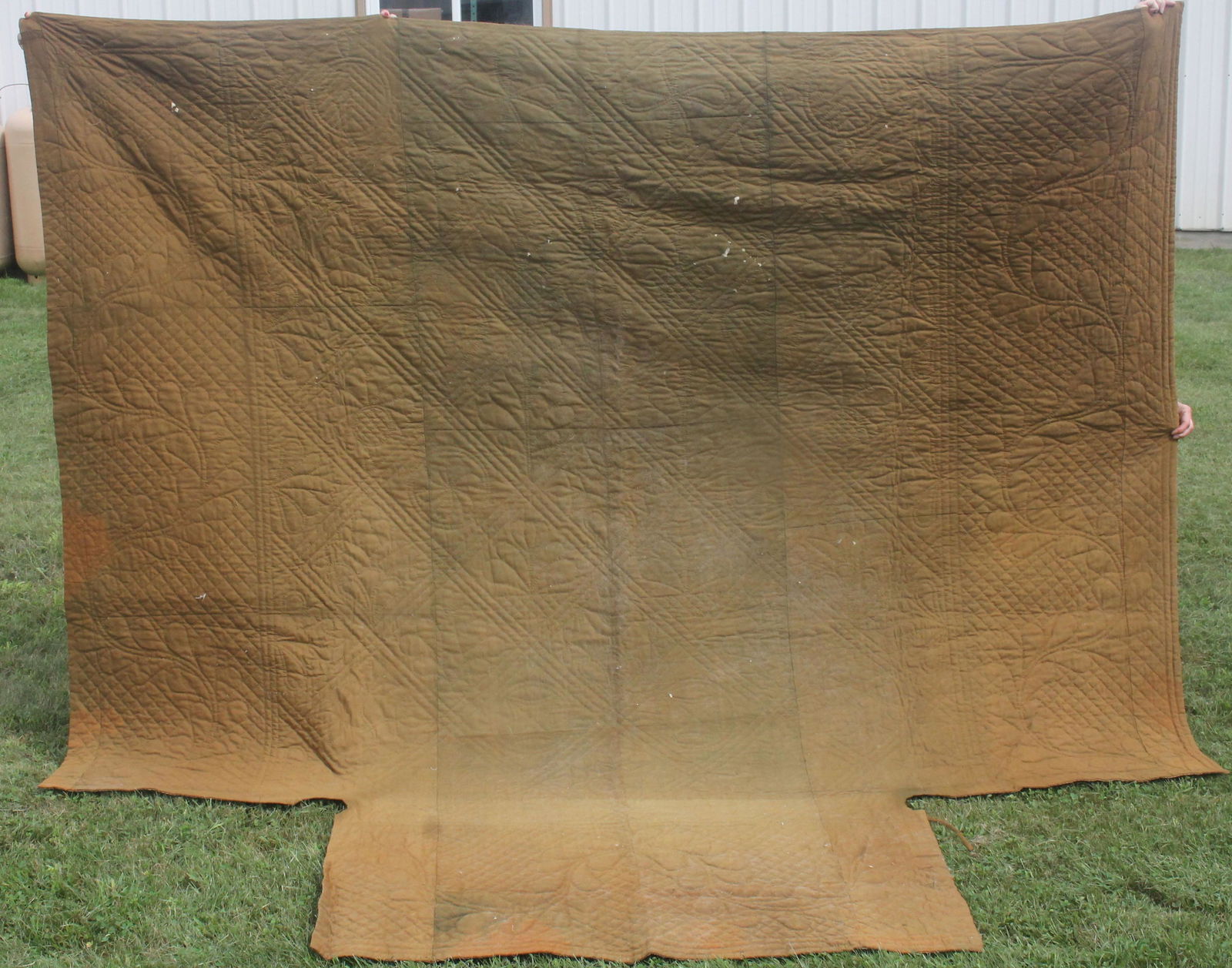 Antique quilted Linsey Woolsey w homespun wool backing (1 of 17)