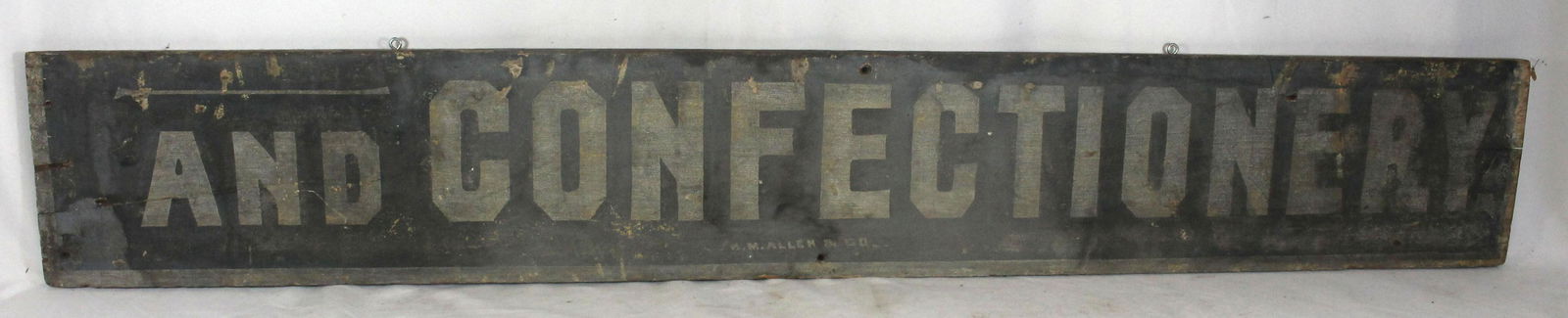 Wooden painted trade sign "AND CONFECTIONERYâ€¦ H.M. (1 of 8)