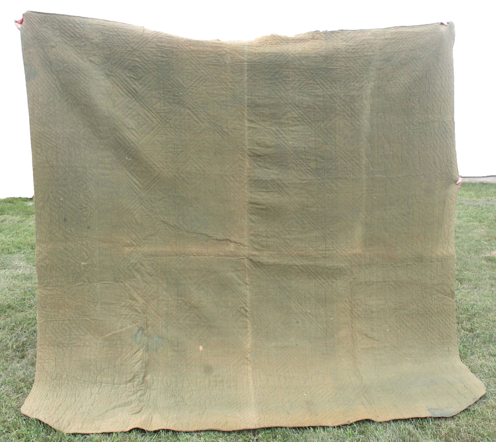 Antique quilted Linsey Woolsey & homespun wool backing (1 of 14)