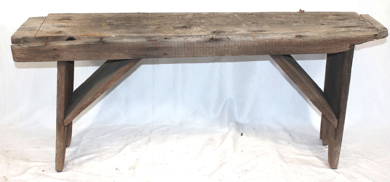 primitive wooden bench - 21 3/4" tall x 50 1/2" wide x (1 of 5)