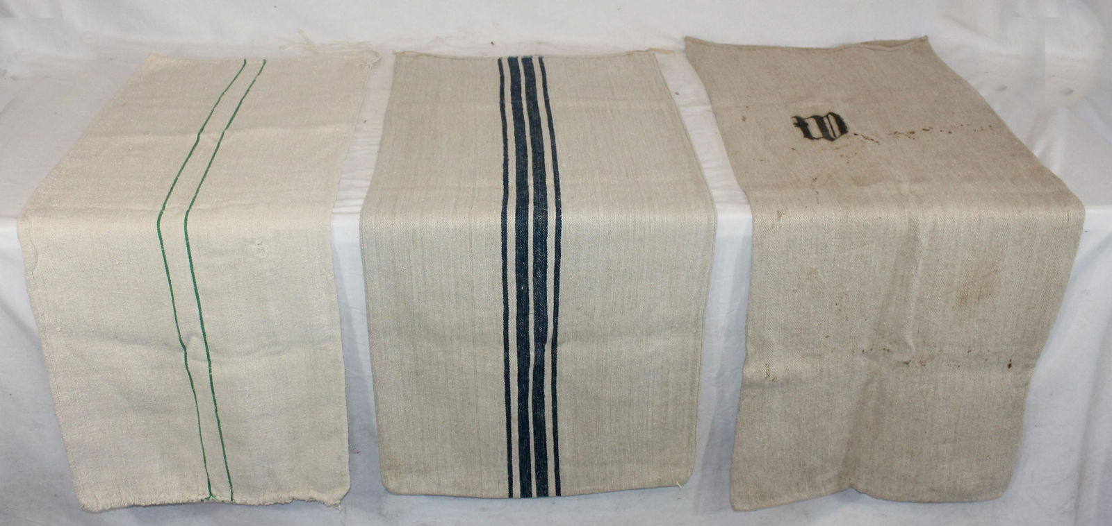 Lot of 3 vintage feedsacks incl 1 very nice linen w (1 of 12)