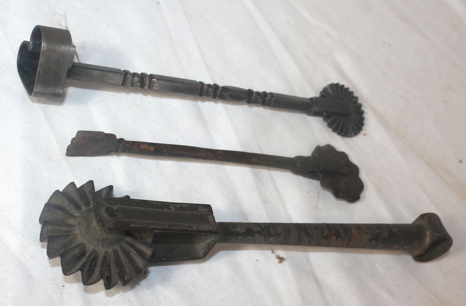 2 antique pie crimpers - 1 iron & 1 tin together w a (1 of 9)