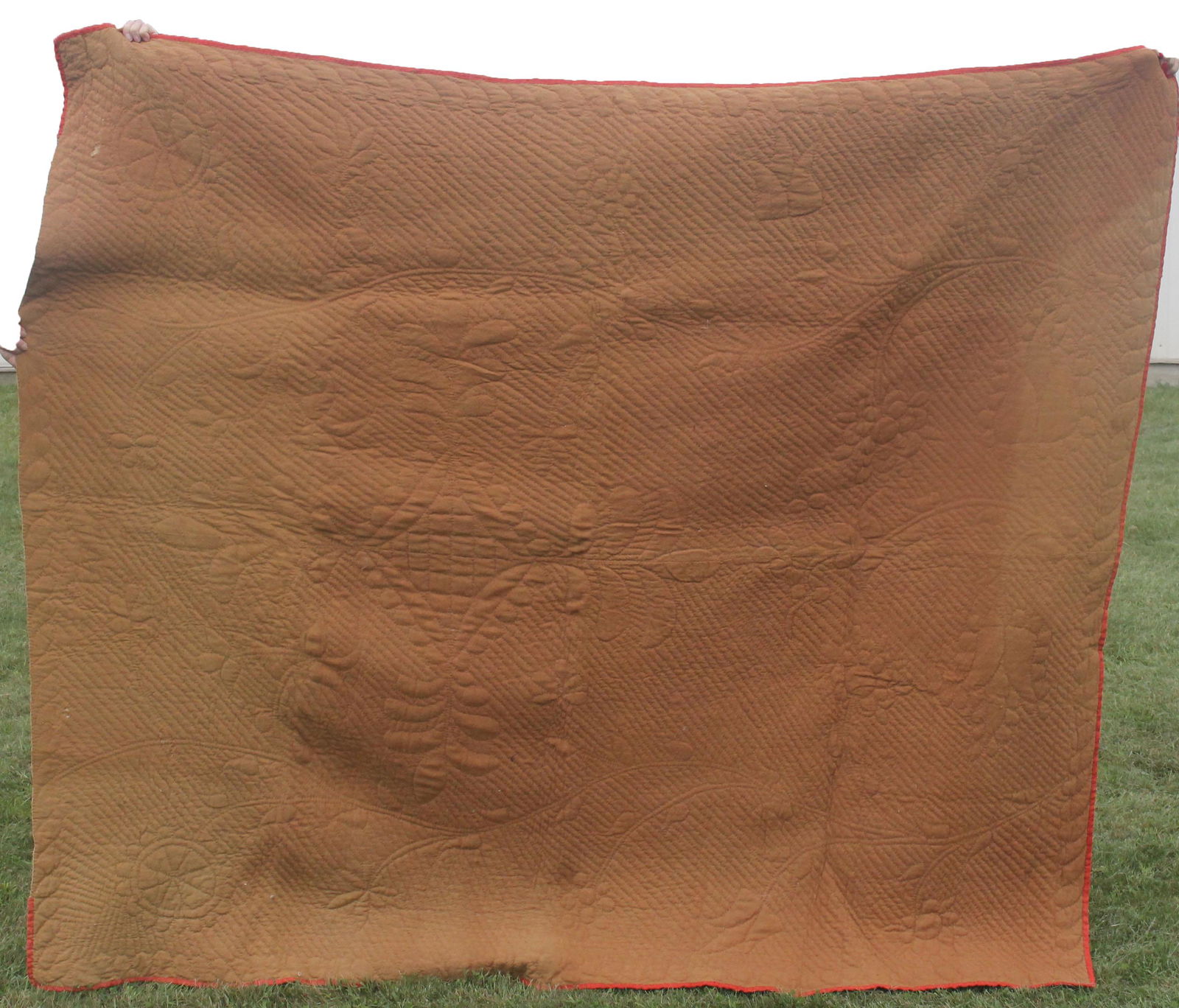 Antique quilted Linsey Woolsey & pieced homespun wool (1 of 13)