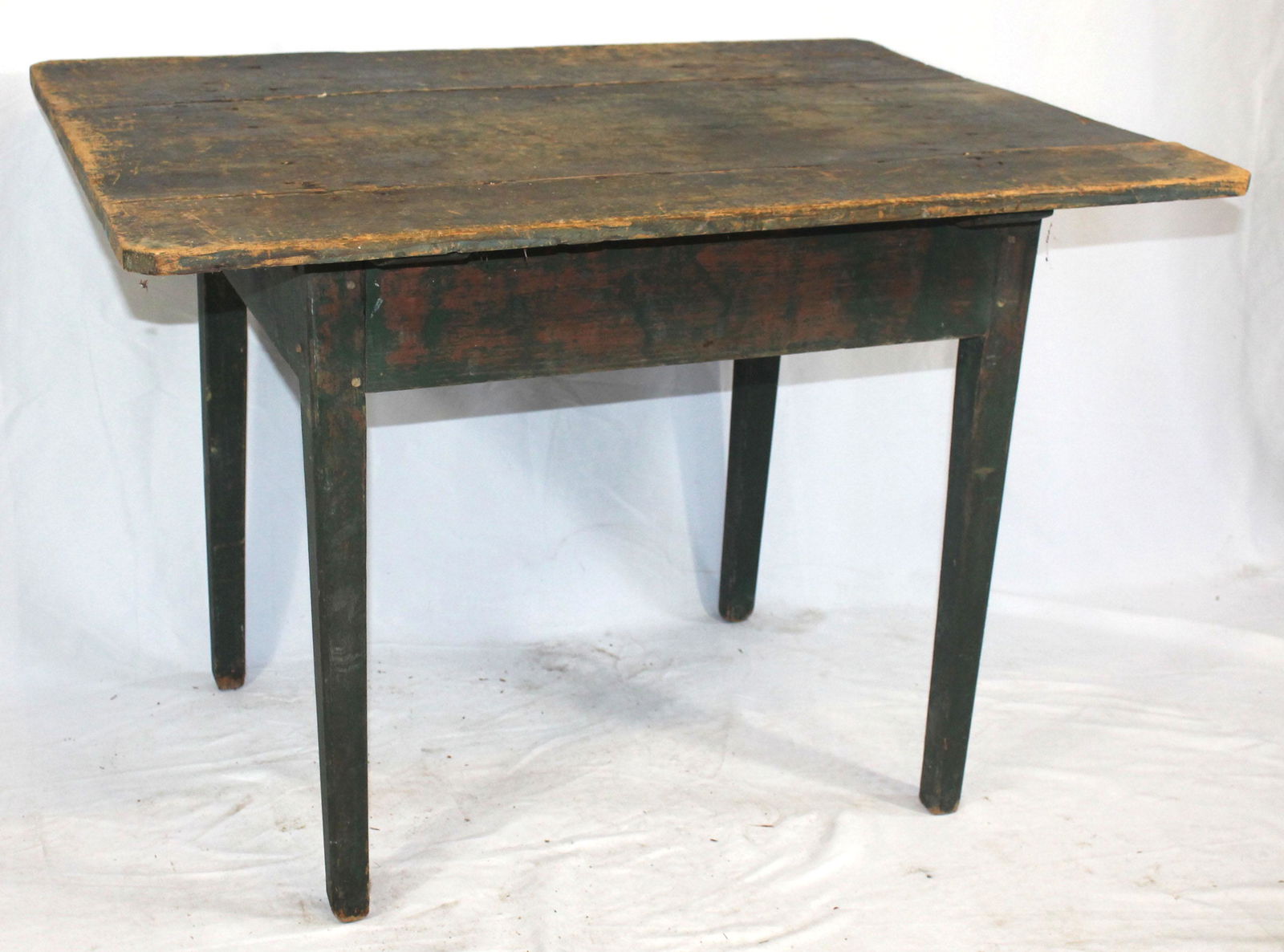 Country work table in green paint - 26 1/2" tall (1 of 11)