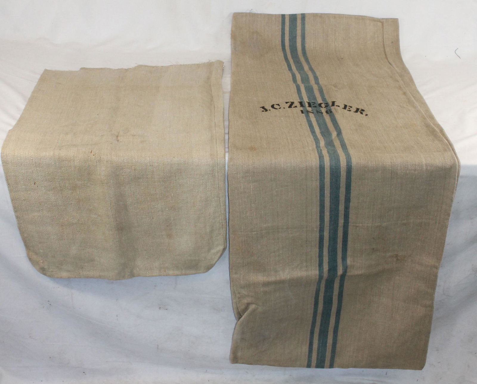 2 linen feed sacks - likely European - as found (1 cut (1 of 6)