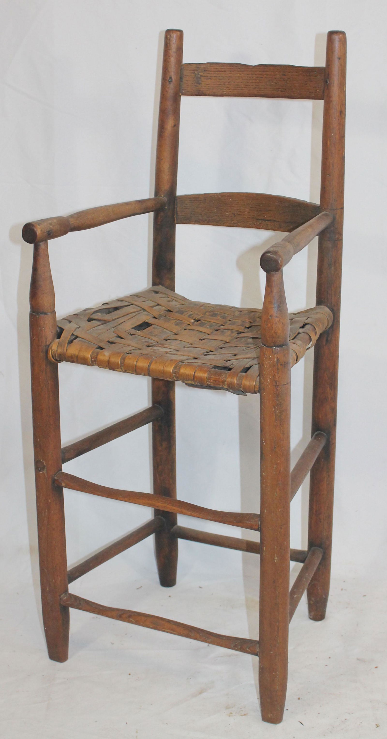 Early ladderback high chair w splint seat - as found - (1 of 5)