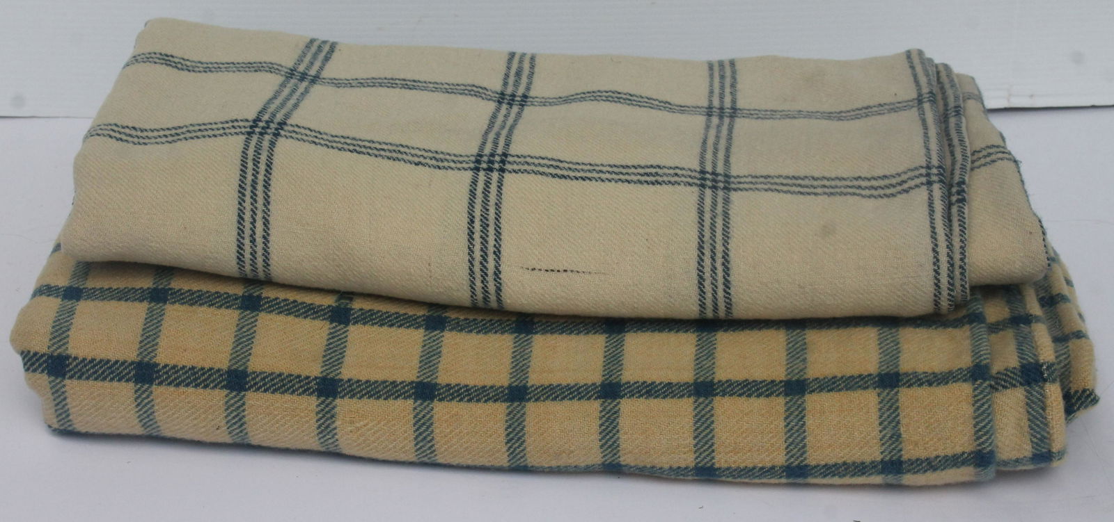 2 blue & natural antique wool blankets (1 of 13)
