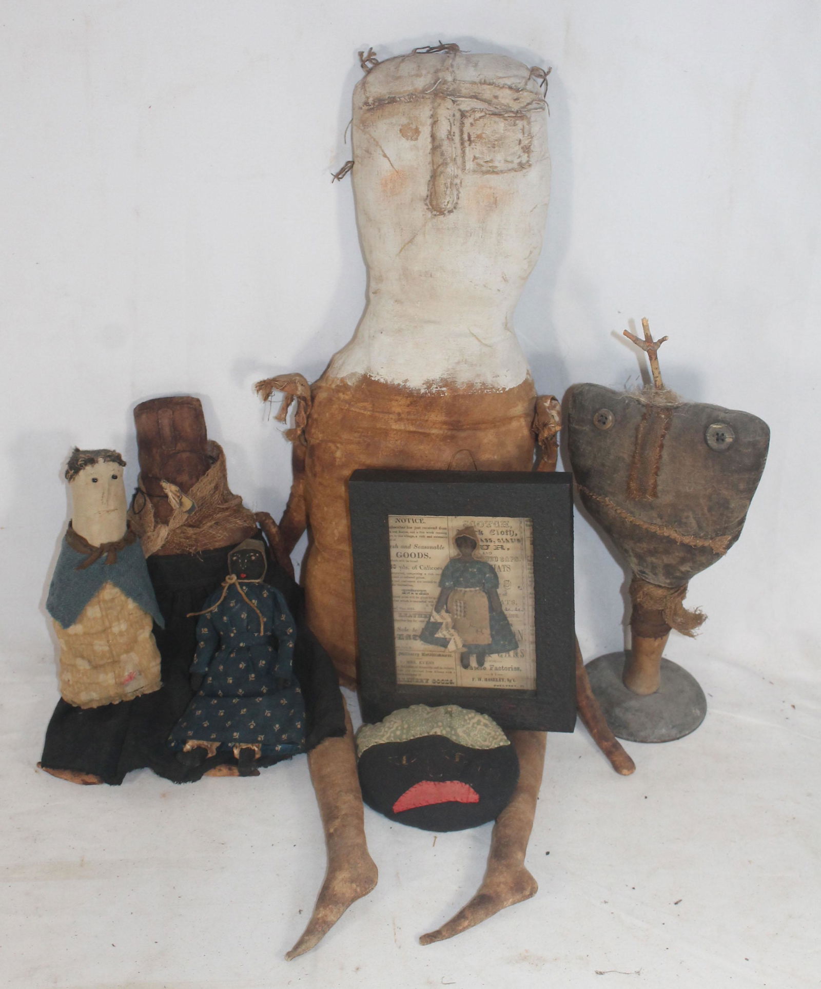 Assorted primitive rag doll lot & related (1 of 7)