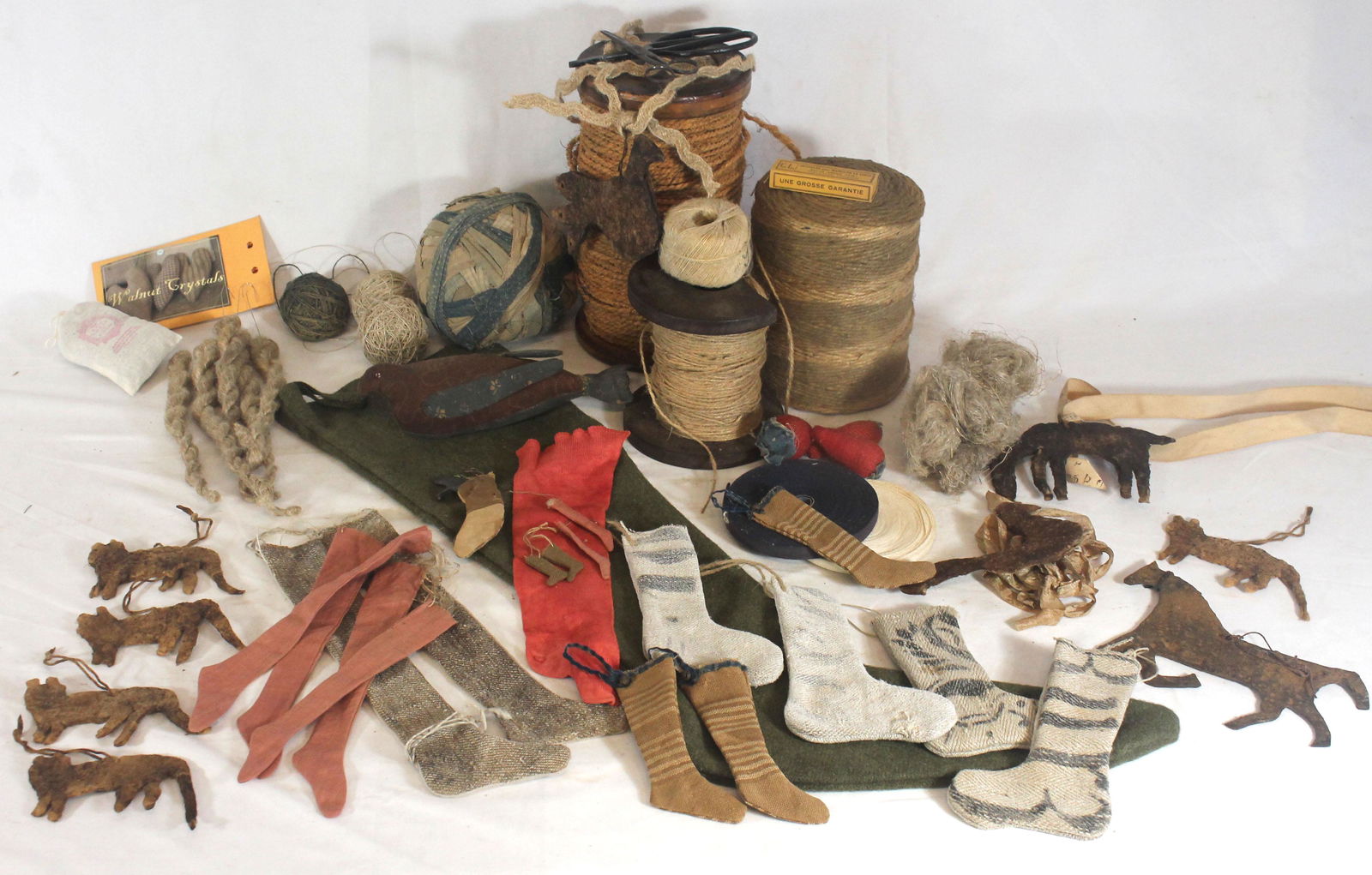 large lot of antique twines, ropes, bias tape plus (1 of 15)