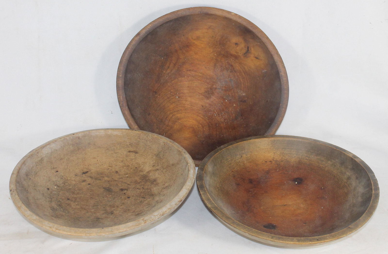 3 treen bowls - approx 10 1/2" x 10" (1 of 11)