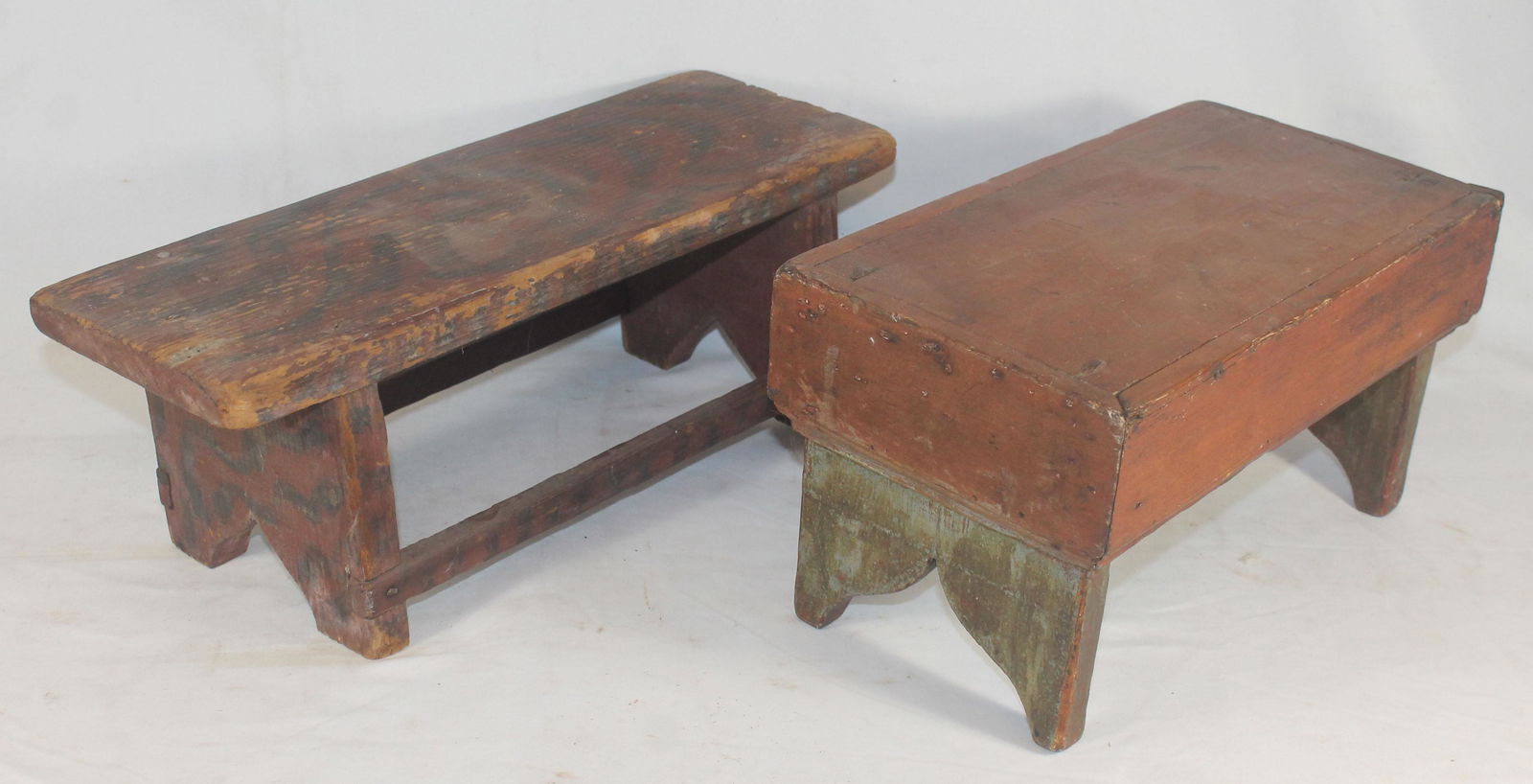 2 paint dec foot stools - in later paint - 1 State of (1 of 6)