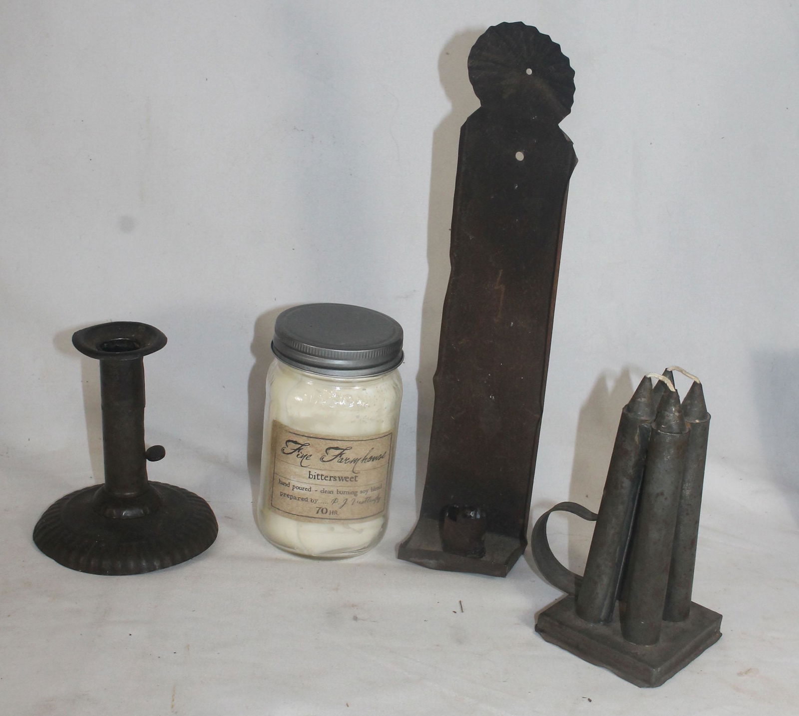 tin lighting lot incl hogscraper, sconce, mold plus a (1 of 9)