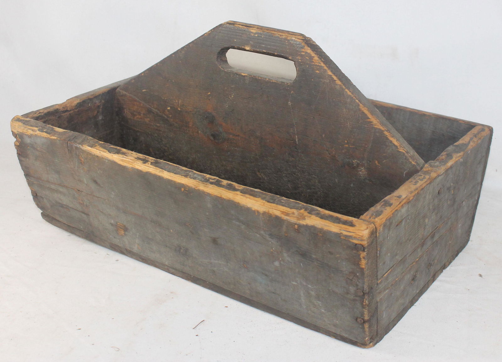 Antique large wooden painted carrier - 18" wide x 13 (1 of 6)