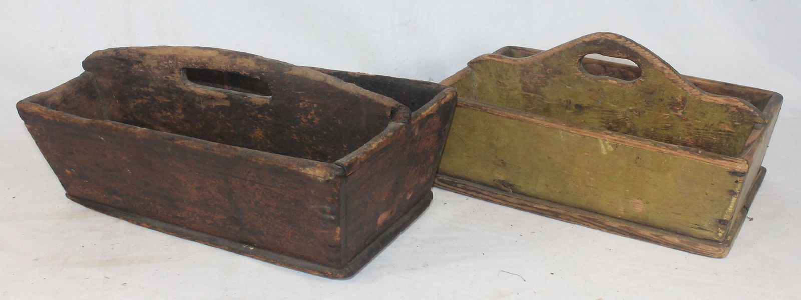 2 wooden painted carriers - 1 in chrome yellow paint w (1 of 8)