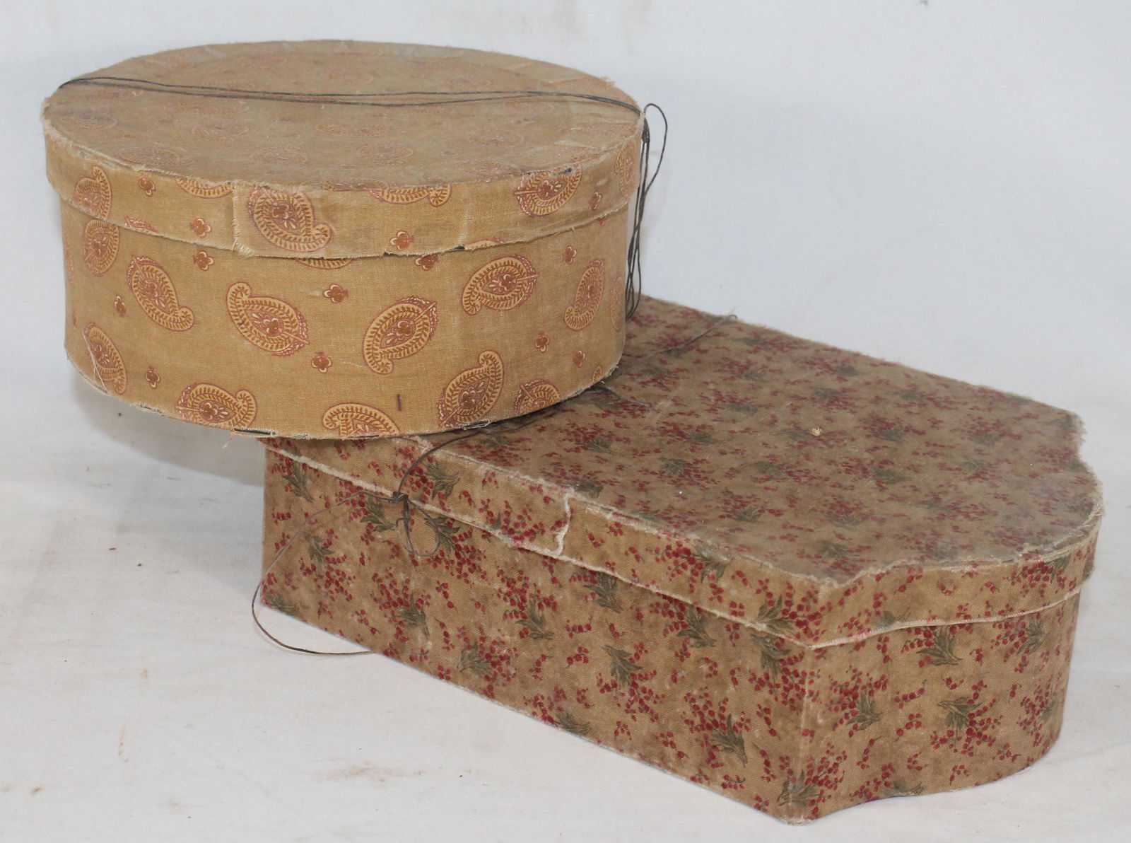2 fabric covered sewing boxes w some sewing contents - (1 of 7)