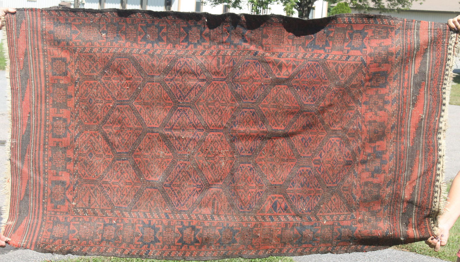 Well worn Oriental rug - 37" x 65" (1 of 6)