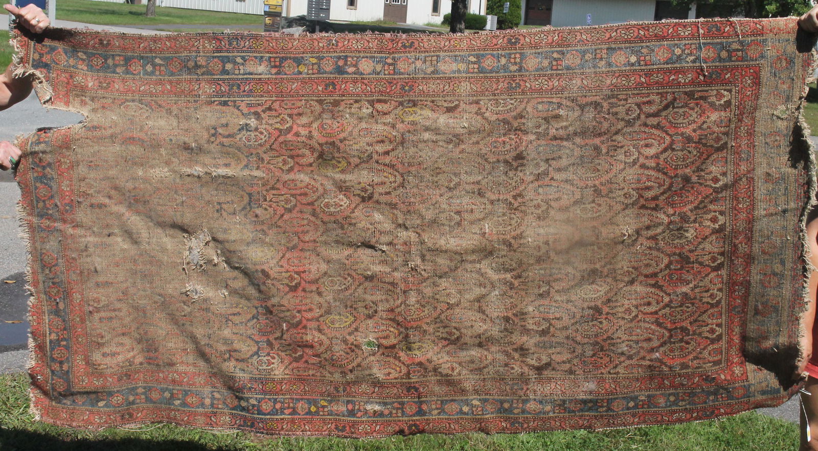 Well worn Oriental rug approx 42"x 83" - as found (1 of 8)