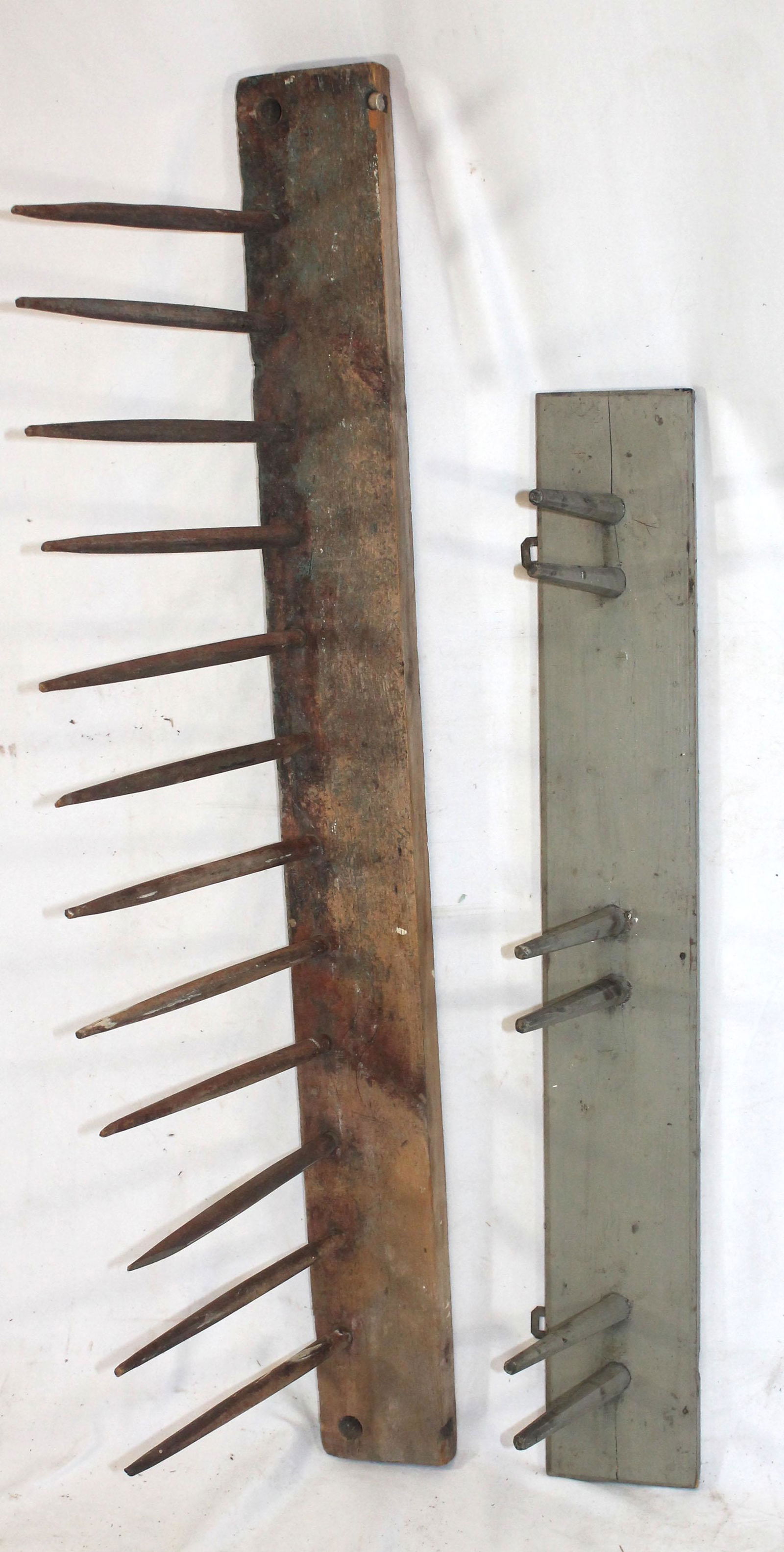 2 antique primitive peg racks incl 1 in paint - 38" (1 of 4)