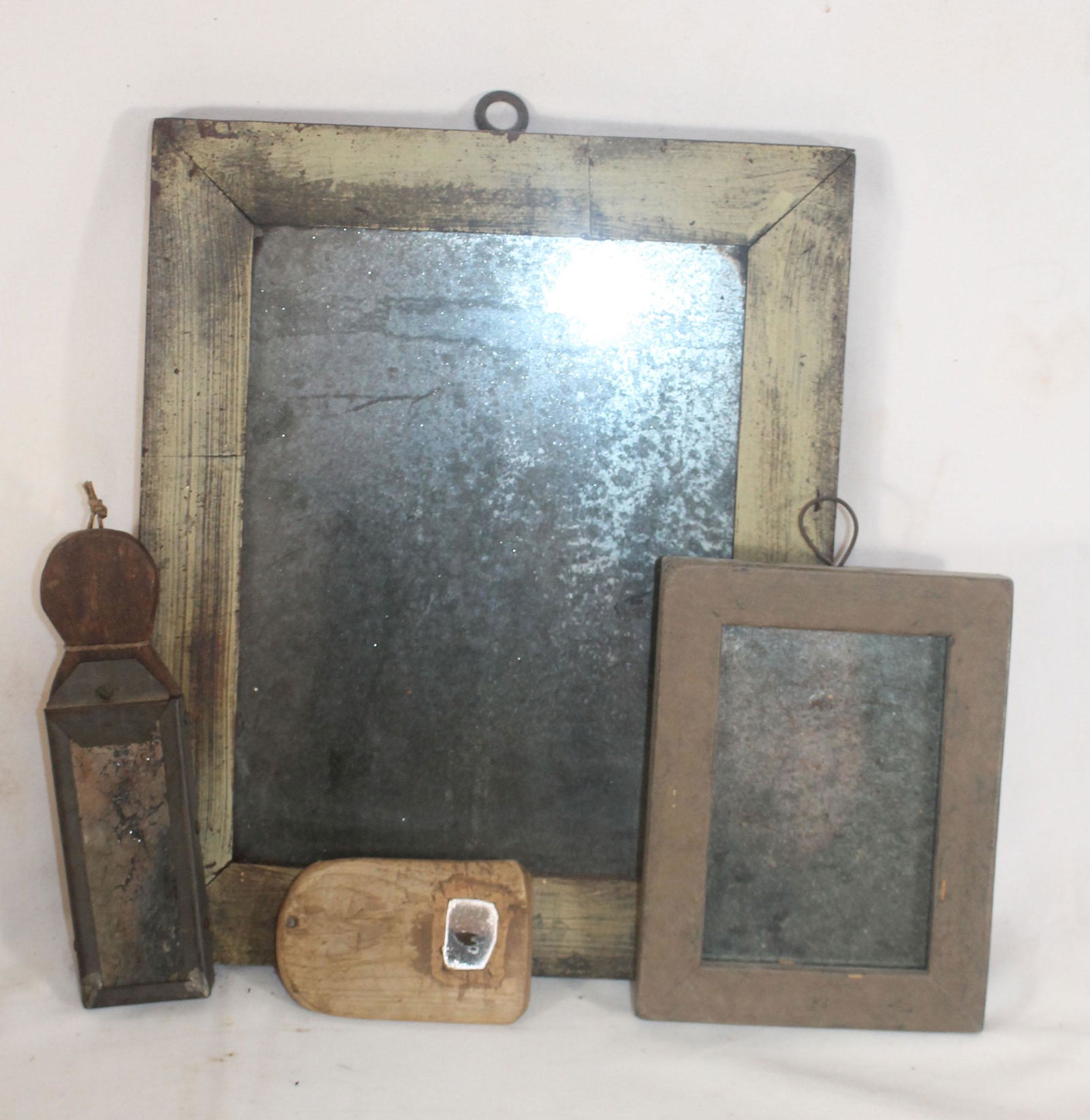 4 small antique & make-do wooden framed mirrors - (1 of 10)