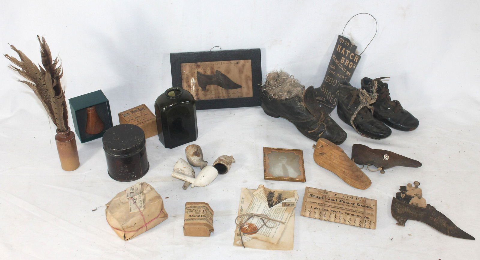 Antique & contemporary primitive lot incl shoe related, (1 of 6)