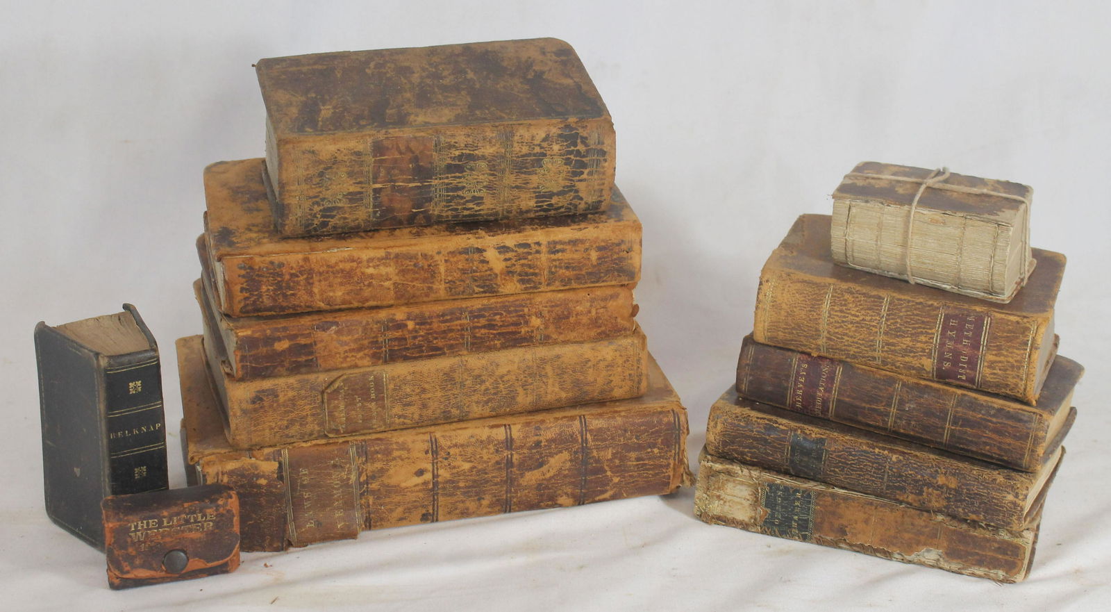 lot of 12 early leather books (1 of 13)