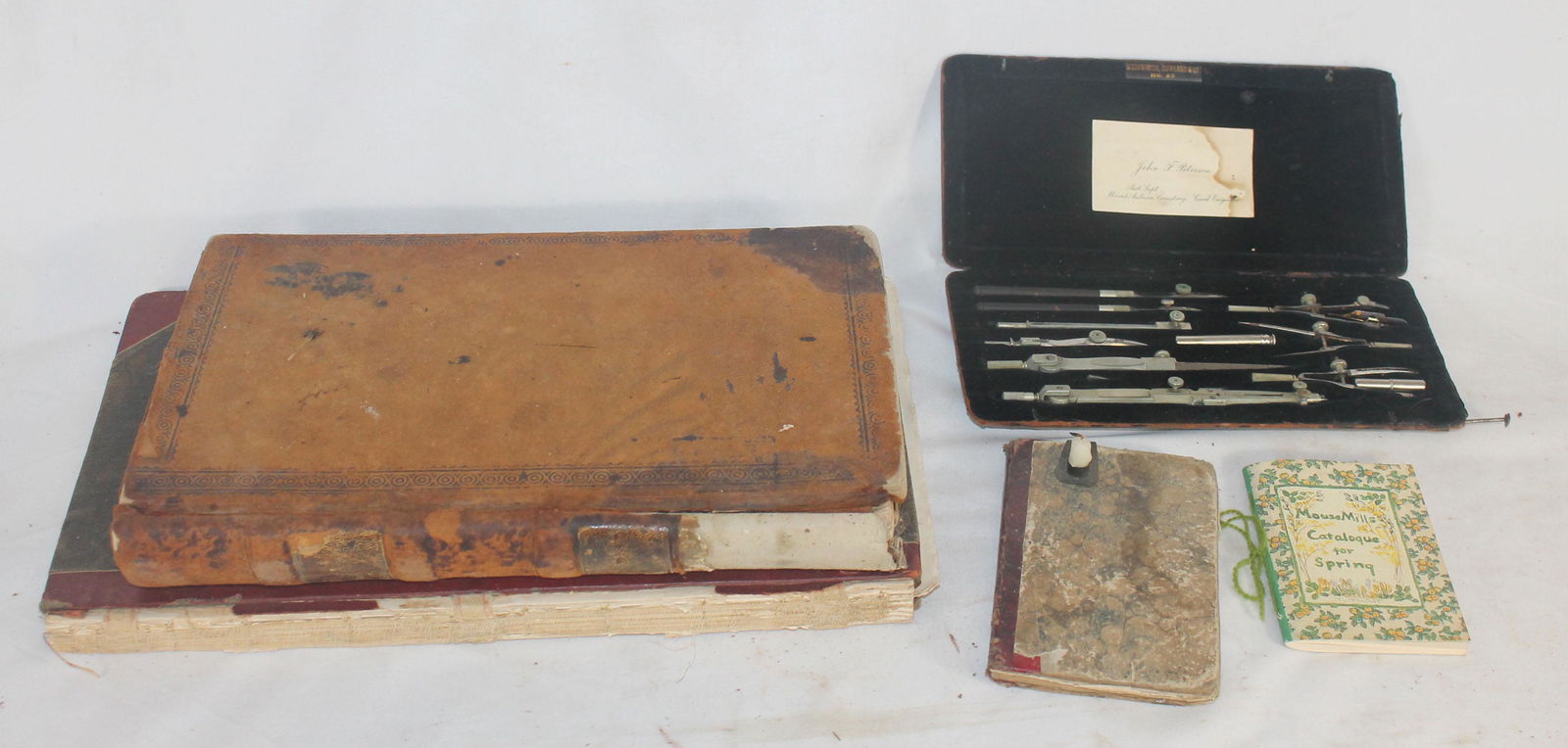 lot of early ledgers together w a leather cased (1 of 9)