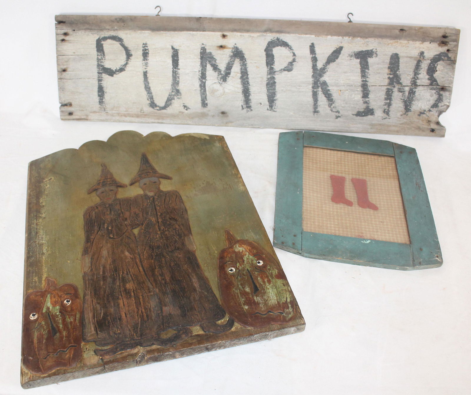 lot of 2 wooden painted signs together w a pr of framed (1 of 4)
