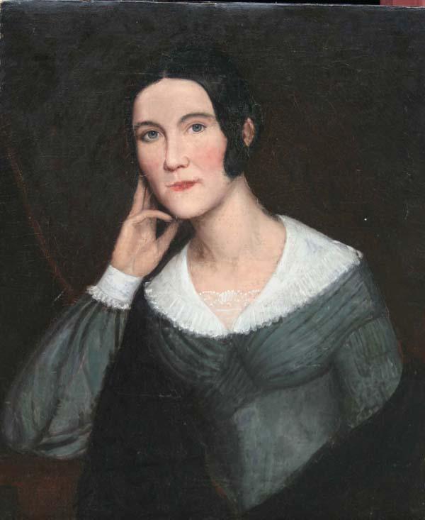 30x25 o/c early American portrait of a young woman: 30x25 o/c early American portrait of a young woman attrib to Ammi Phillips (1788-1865)