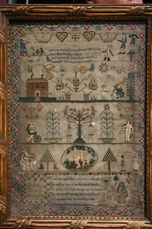 Wonderful detail pictoral & verse sampler by Jane C: Wonderful detail pictoral & verse sampler by Jane Cross ("Finished 1850")