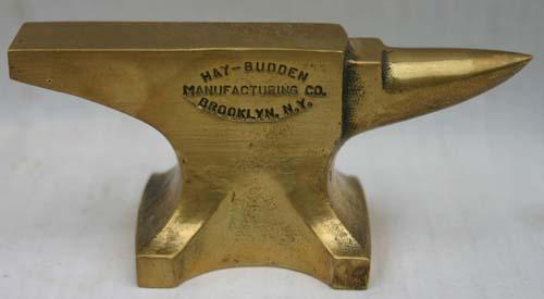 Hay-Budden Manuf Co Brooklyn, NY bronze salesman s: Hay-Budden Manuf Co Brooklyn, NY bronze salesman sample anvil - 4" long