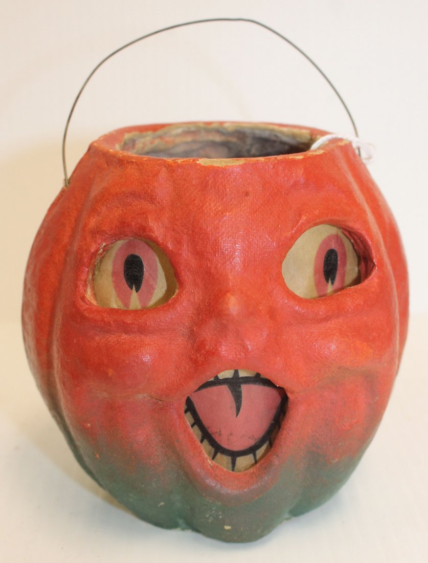 Vintage papier mache Jack-O-Lantern candy container (1 of 4)