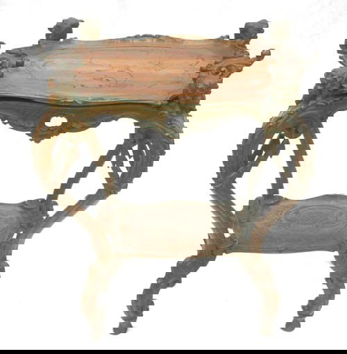 wonderful Vict carved walnut 2 tier turtle top ta: wonderful Vict carved walnut 2 tier turtle top table w fantastic Jenny Lind figural leg supports & removable tray - 30" tall x 26 1/2" wide x 21 1/2" deep